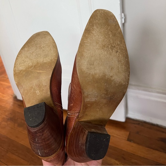 Leather Western Cowgirl Cowboy Boots Made in Brazil Colorful Stitching Pattern - Picture 7 of 9